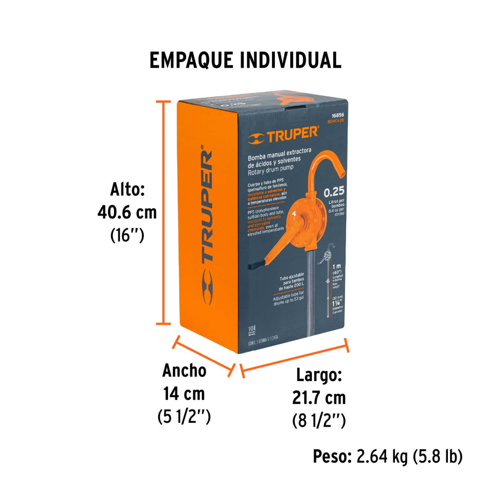 Bomba extractora para ácidos con manivela, Truper