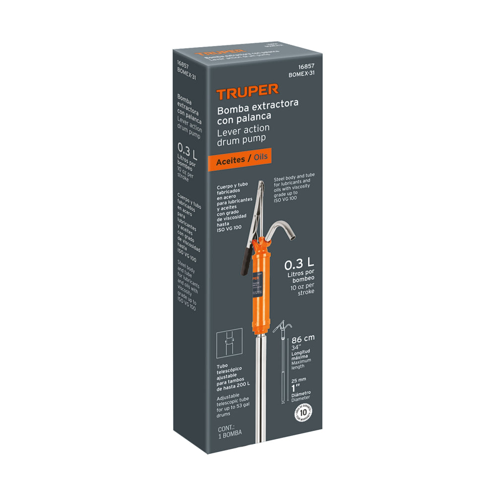 Bomba extractora de aceites con palanca, Truper
