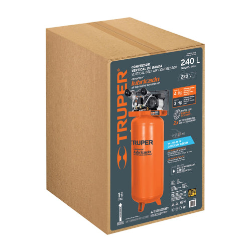 Compresora lubricada de banda, 240 L, 220 V Truper