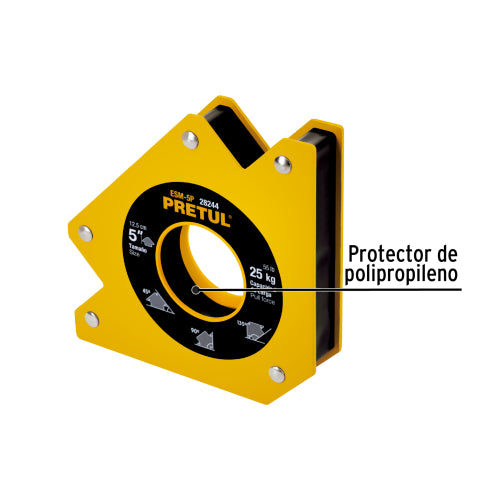 Escuadra magnética para soldar de 5", carga 25 kg, PRETUL