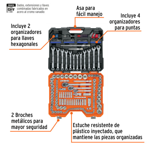 Juego 199 piezas, mixto Truper