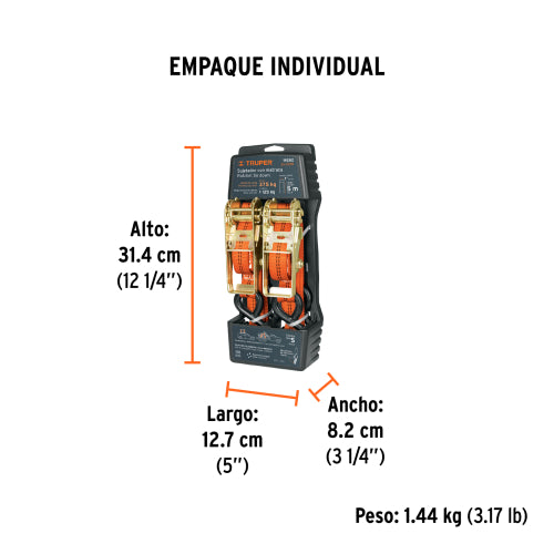 Juego de 2 sujetadores con ratchet carga máxima 1125 kg