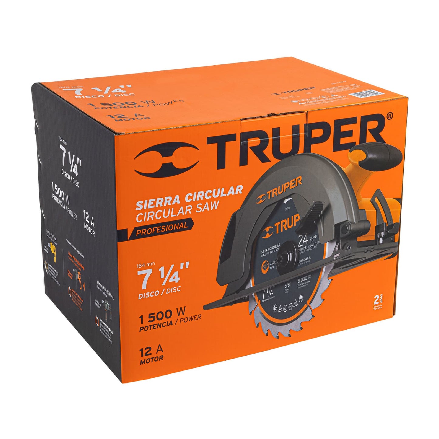 Sierra Circular, 7 1/4 , Profesional, 1500 W Truper 11005
