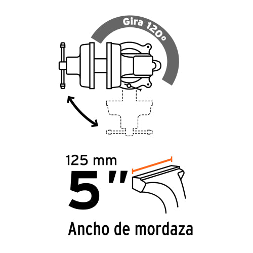 Tornillo de banco 5" tipo europeo de hierro nodular, Truper