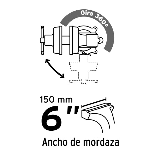 Tornillo de banco 6" de hierro gris, Pretul