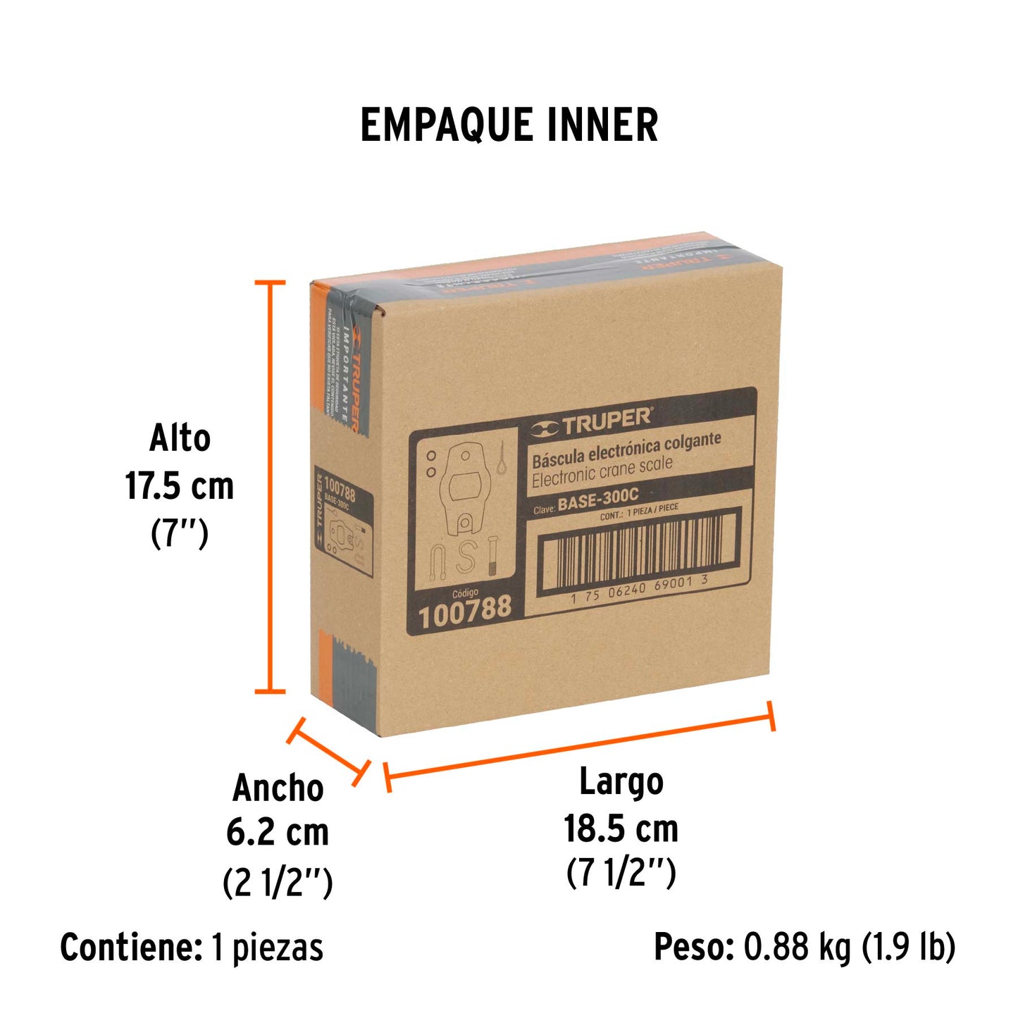 Balanza electrónica colgante, de pilas, 300 kg, Truper