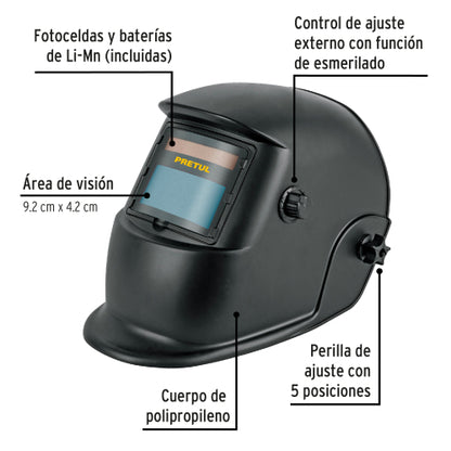 Máscara electrónica de oscurecimiento automático semiprofesional, PRETUL