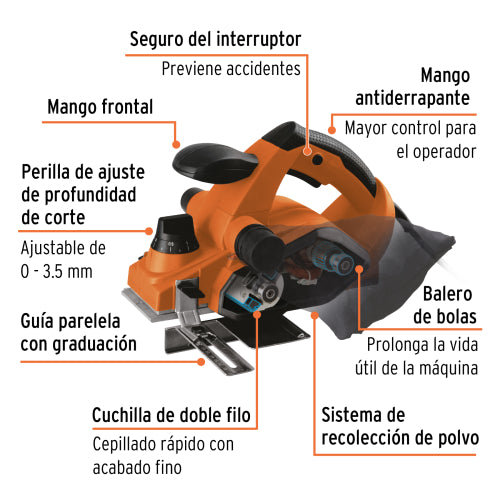 Cepillo eléctrico profesional 3-1/4",850W 220V, Truper