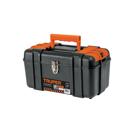 Caja p/herramienta 17" con compartimentos, broches metálicos