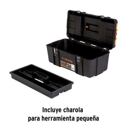 Caja p/herramienta 20" con compartimentos, broches metálicos
