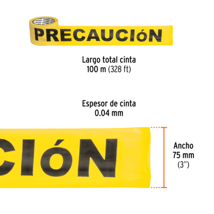 Cinta de seguridad Rollo de 100 m Truper "Precaución"