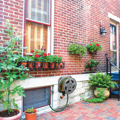 Combo de manguera reforzada 3 capas 1/2", pistola de riego plástica y porta manguera