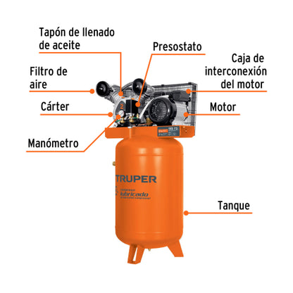 Compresora vertical 120 L, 4 HP (máx), 220 V, con clavija