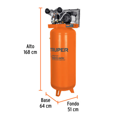 Compresora lubricada de banda, 240 L, 220 V Truper