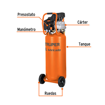 Compresora lubricada, 80 L vertical