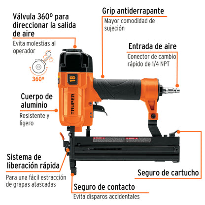 Engrapadora neumática calibre 18, Truper