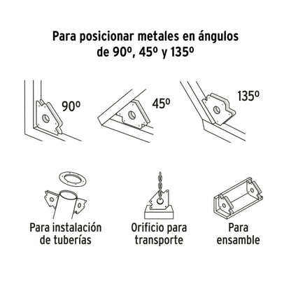 Escuadra magnética para soldar de 3", carga 10 kg, PRETUL