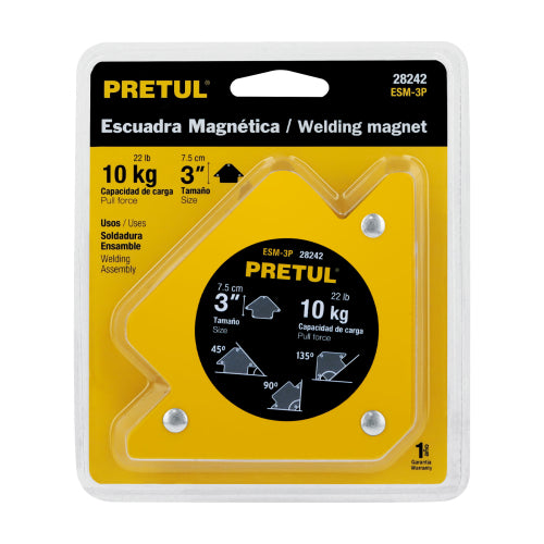 Escuadra magnética para soldar de 3", carga 10 kg, PRETUL