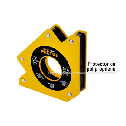 Escuadra magnética para soldar de 5", carga 25 kg, PRETUL