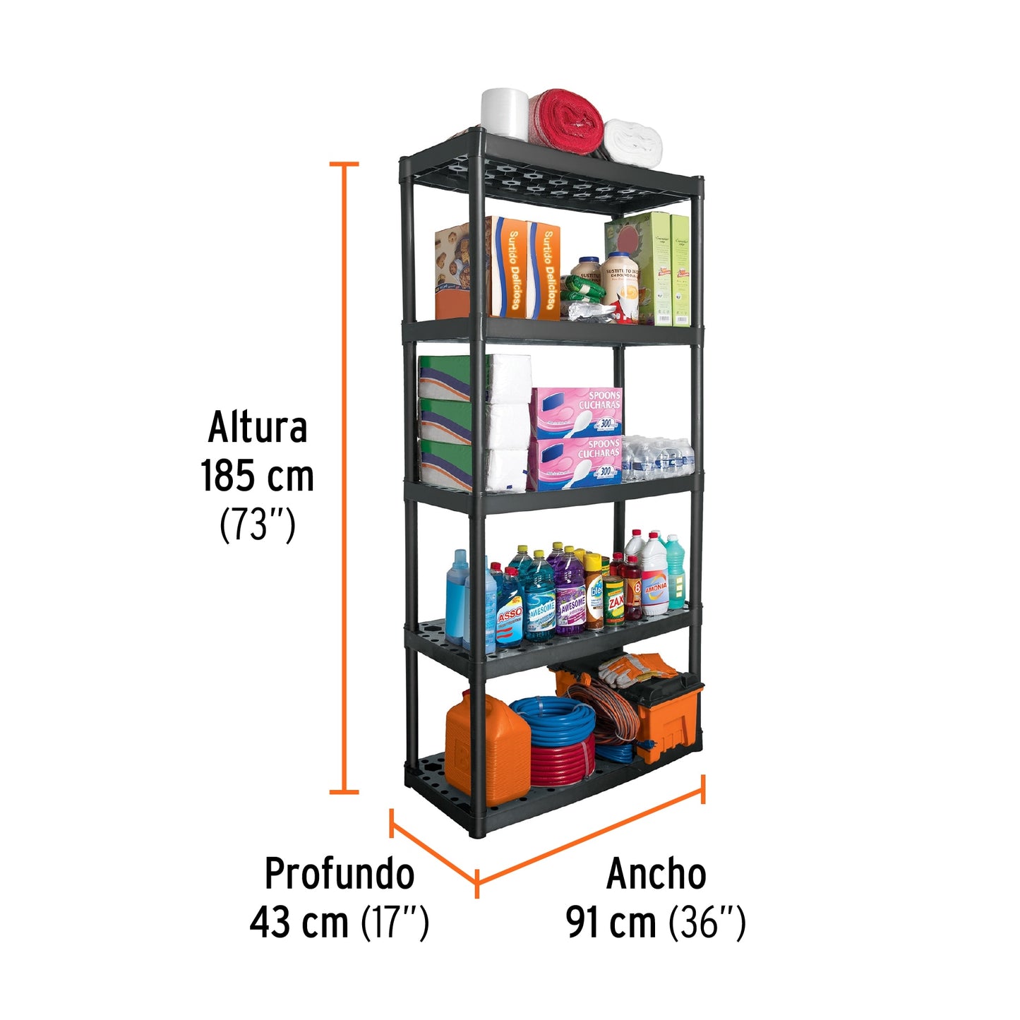 Estante plástico uso rudo 5 repisas