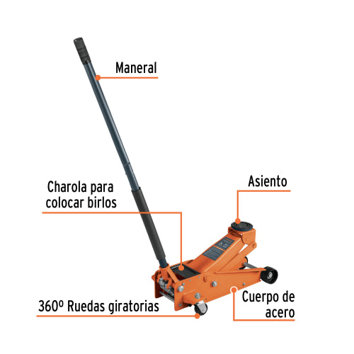 Gata hidráulica de patín 3t profesional, Truper