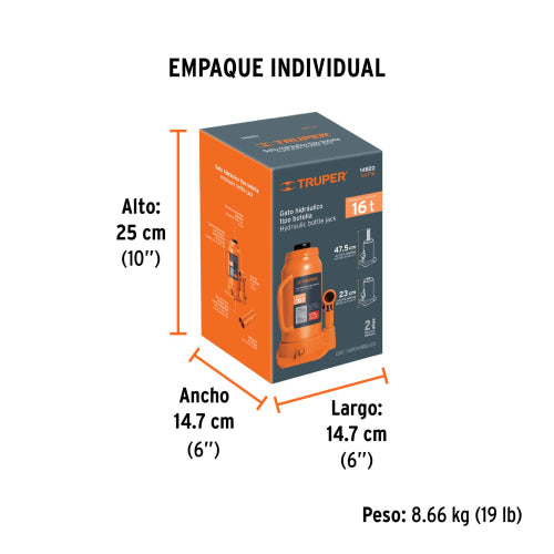 Gata de botella, de 16 Ton, Truper