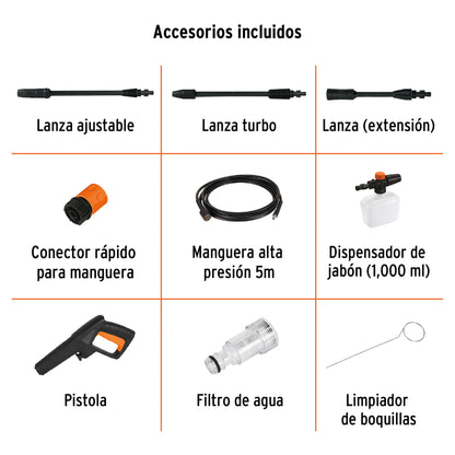 Hidrolavadora eléctrica, 1,500 psi 1400W + 10m manguera