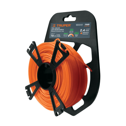 Hilo redondo, para desbrozadora, 2.4mmx78m tarjeta tipo carrete