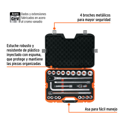 Juego de 23 herramientas cuadro 3/4" std para mecánico