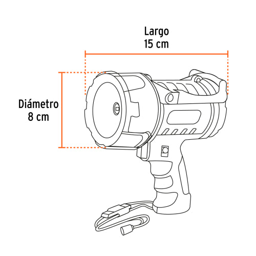 Linterna plástica reflectora LED, 900 lm recargable, TRUPER