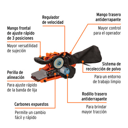 Lijadora de banda 3 x 21", profesional, Truper