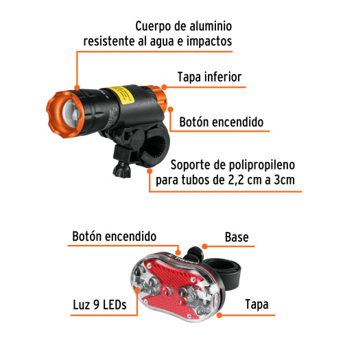Juego de linterna delantera y trasera, Truper