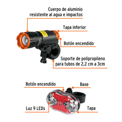 Juego de linterna delantera y trasera, Truper