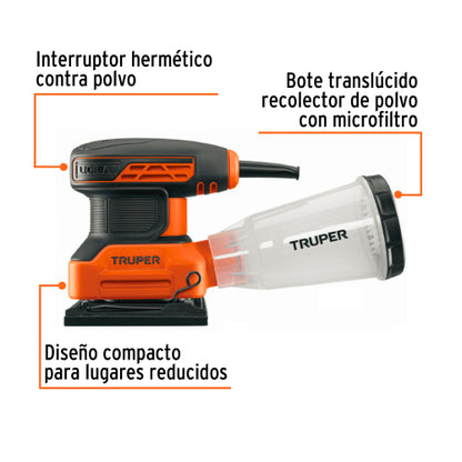 Lijadora orbital, 1/4 hoja, profesional, Truper