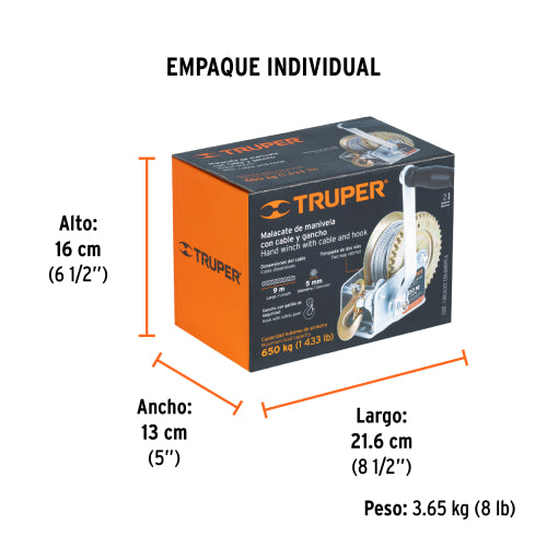 Templadora de manivela de 650 kg con cable, Truper