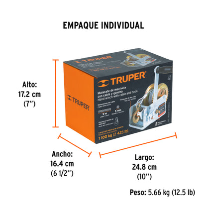 Templadora de manivela de 1100 kg con cable, Truper