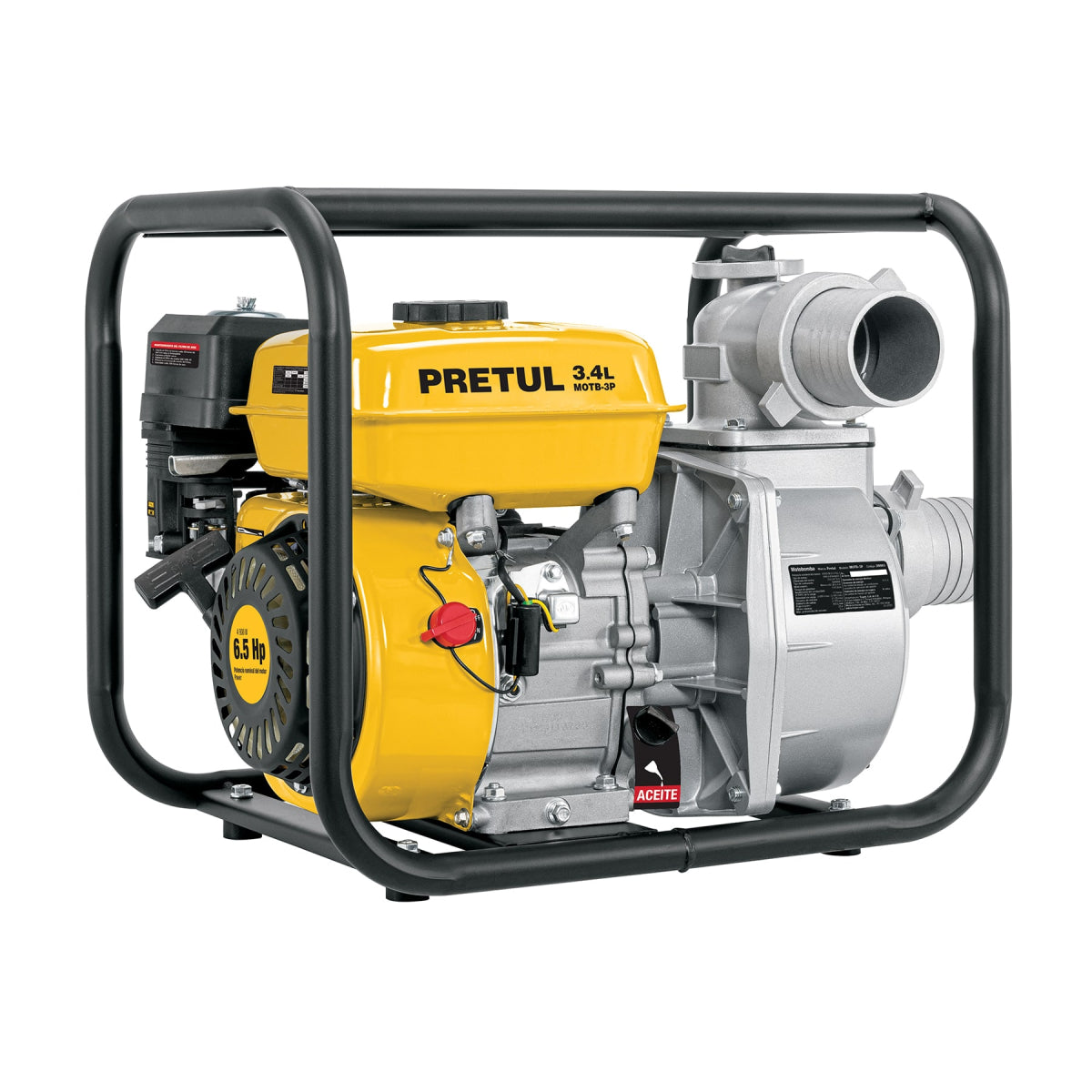 Motobomba autocebante 3"x3", gas. 6-1/2HP, agrícola, PRETUL