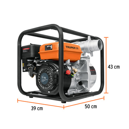 Motobomba autocebante 3"x3", gasolina 7HP, agrícola, TRUPER