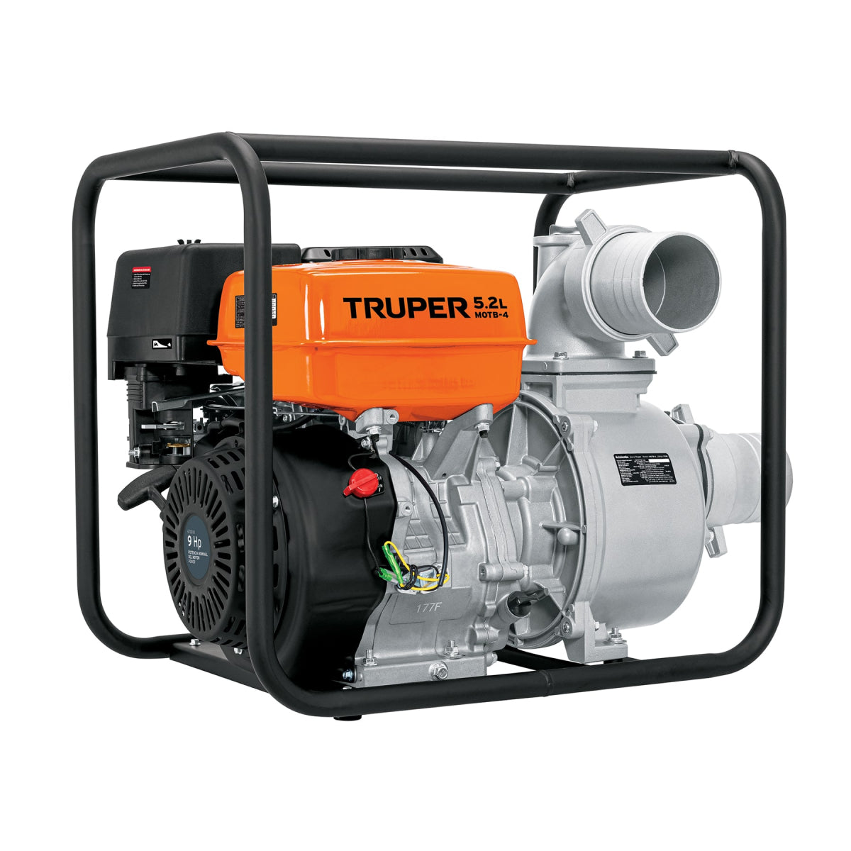 Motobomba autocebante 4"x4", gasolina 9HP, agrícola, TRUPER