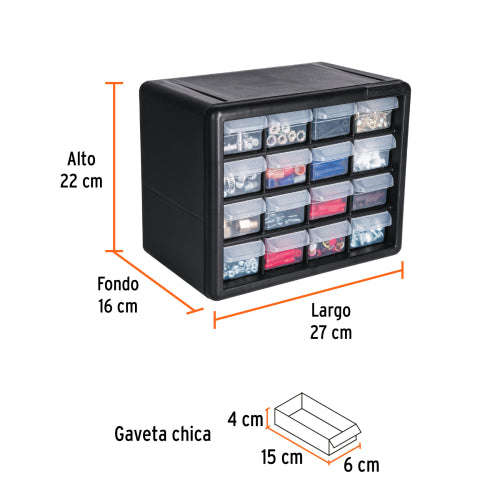 Organizador con 16 gavetas, Truper