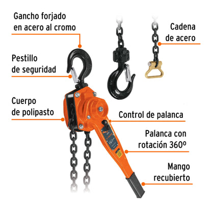 Tecle con ratchet 1-1/2 toneladas, Truper