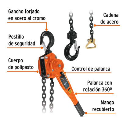 Tecle con ratchet 1 tonelada, Truper