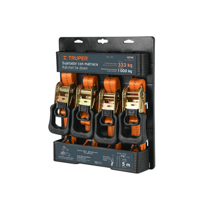 Juego de 4 sujetadores con ratchet carga máxima 1000 kg