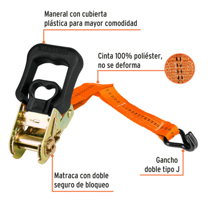 Juego de 2 sujetadores con ratchet carga máxima 1000 kg