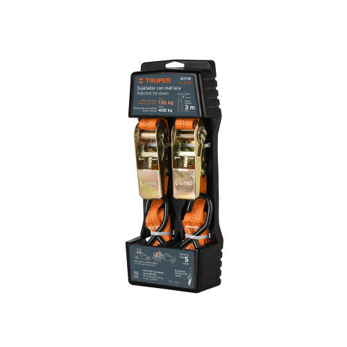 Juego de 2 sujetadores con ratchet carga máxima 408 kg