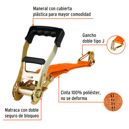 Sujetador con ratchet, carga máxima 5000 kg, Truper