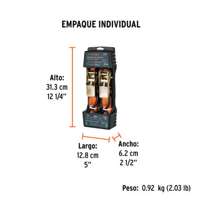 Juego de 2 sujetadores con ratchet carga máxima 675 kg