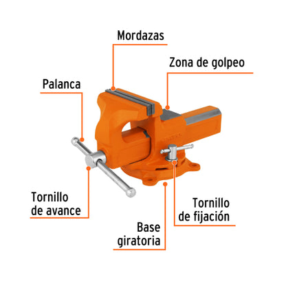 Tornillo de banco 4" tipo europeo de hierro nodular, Truper