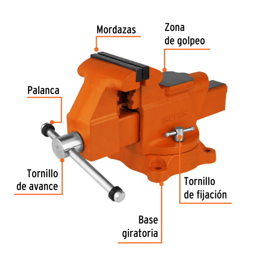 Tornillo de banco 5" uso industrial de hierro nodular
