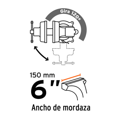 Tornillo de banco 6" tipo europeo de hierro nodular, Truper